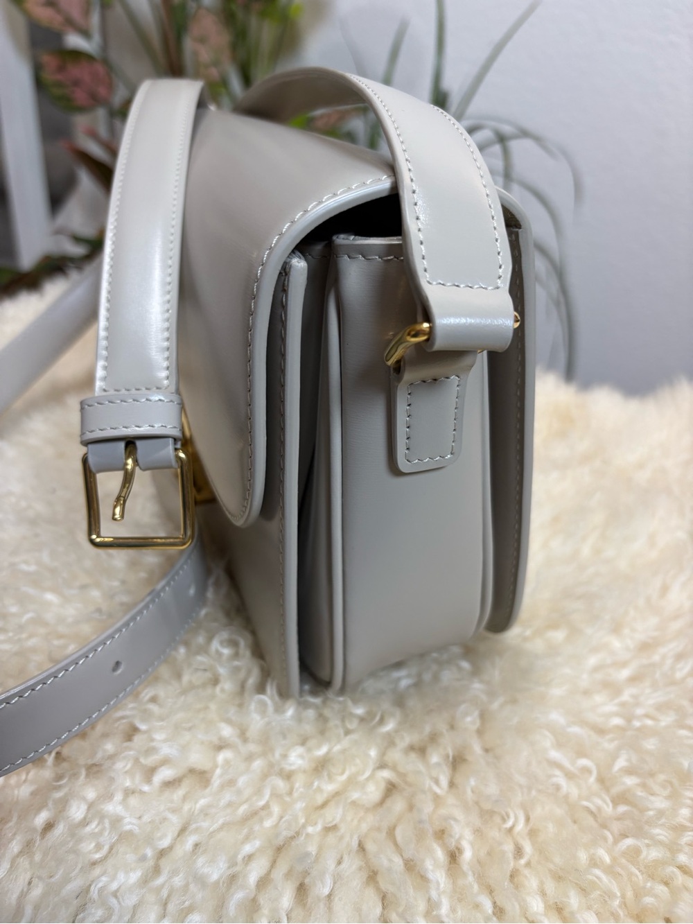 Celine Triomphe Shoulder Bag in Light Cream with Gold Hardware - Picture 7 of 13